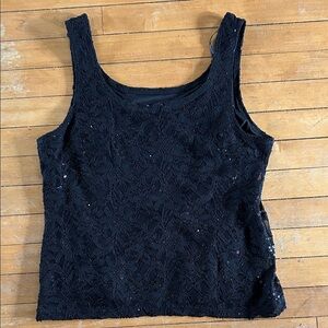 NWT ONYX nite Elegant Black Lace Sequin lined Tank Top